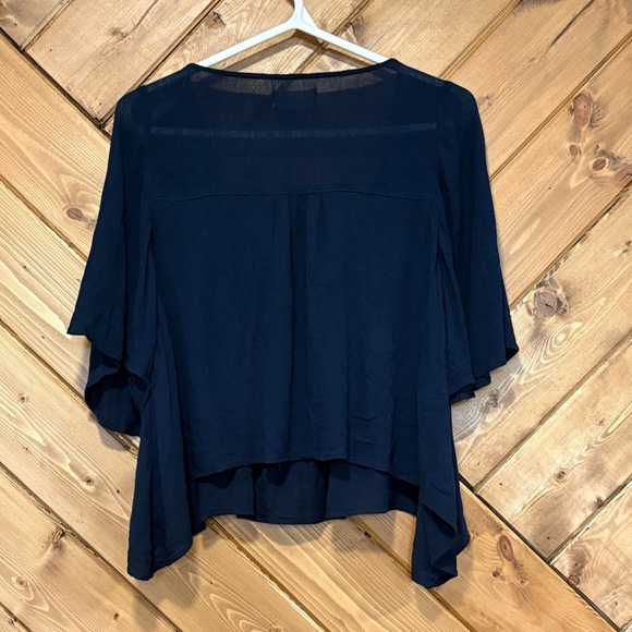 Y2K Hollister Dark Blue Blouse with Tassel & Lace Detail - Picture 4 of 5